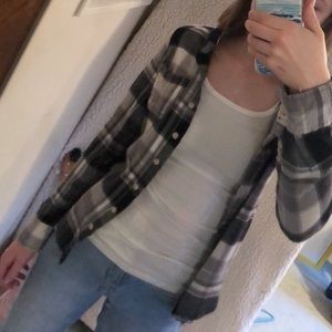 Black White and Grey Button Up Plaid